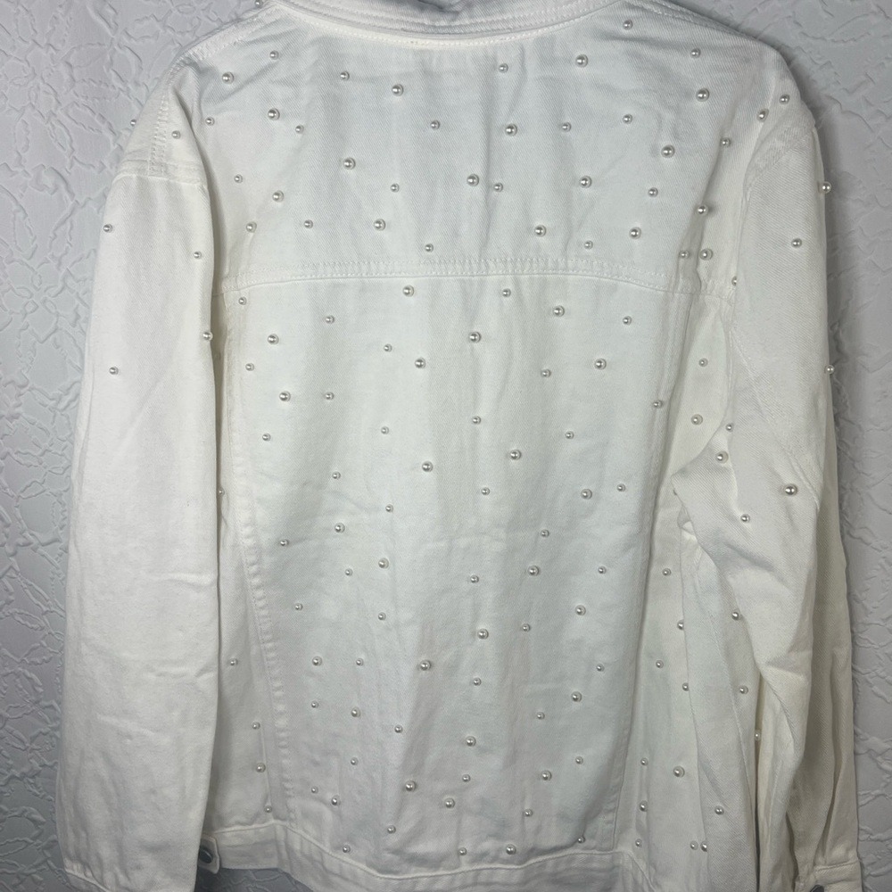 Savanna Jane White Denim‎ Jacket Pearl Embellished - Picture 8 of 9